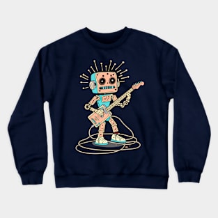 Robot Guitarist, Colorful Crewneck Sweatshirt